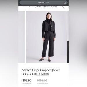 Quince Women's Stretch Crepe Cropped Jacket in S